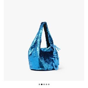 JW ANDERSON Electric Blue Sequin Shoulder Hobo Bag with Drawstring